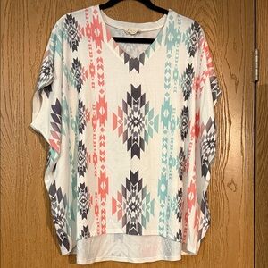 Avery Multicolor Aztec V-Neck Blouse